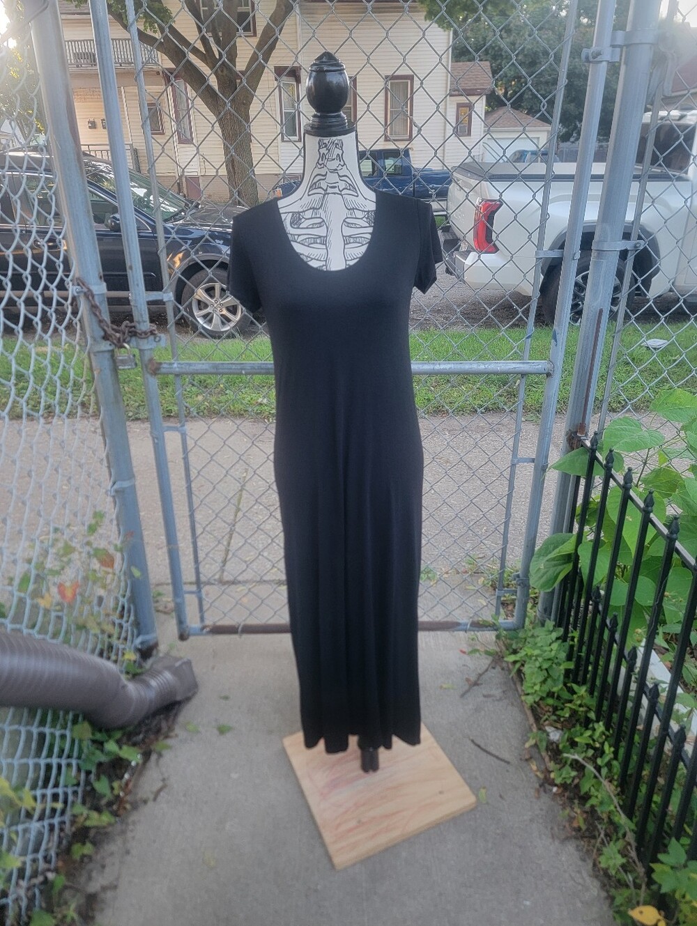 The Row Black Cotton Scoop Neck Short Sleeve Maxi Dress M Made in USA
